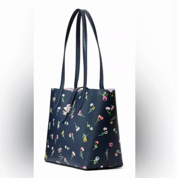 Kate Spade Kaci Wildflower Ditsy Navy Blue Floral tote bag purse *PLEASE READ* - Picture 2 of 8